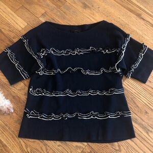 J. Crew Lightweight Navy Ruffle Sweater